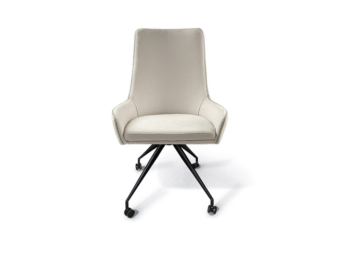 Silla con ruedas Diane blanco con pespunte gris