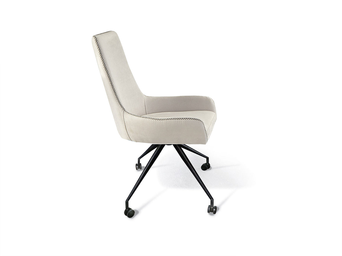 Silla con ruedas Diane blanco con pespunte gris
