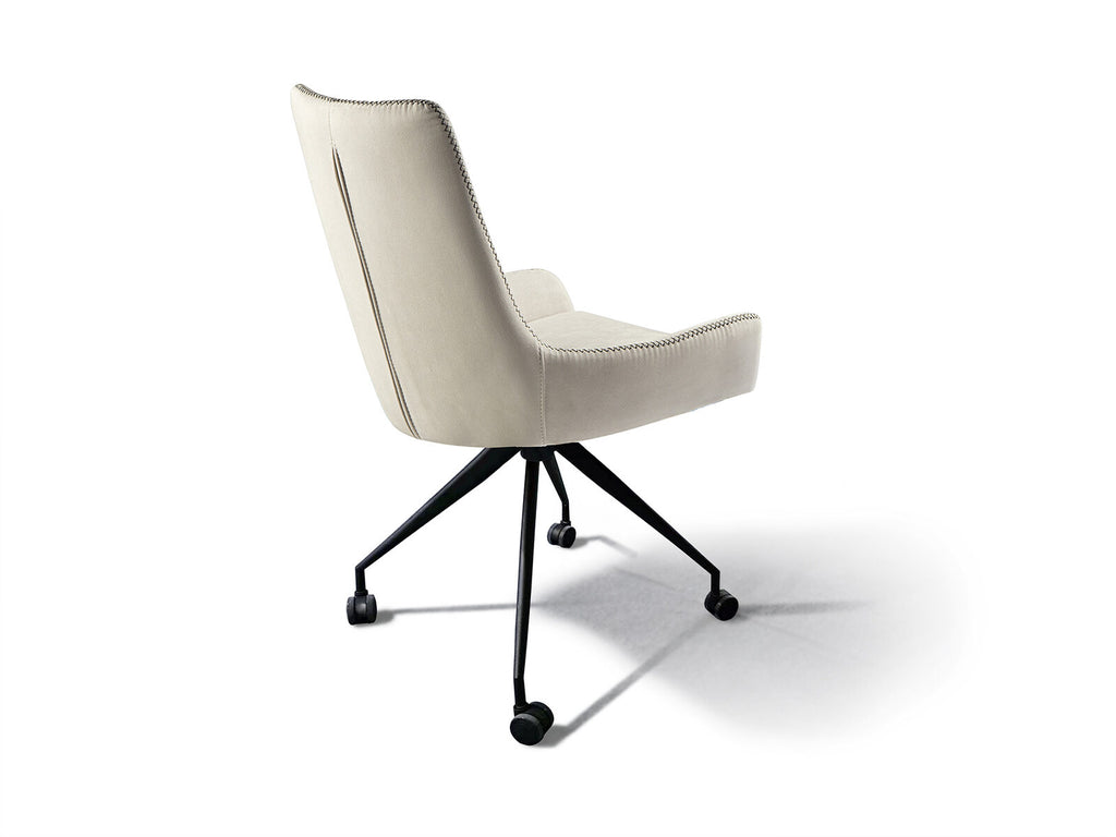 Silla con ruedas Diane blanco con pespunte gris