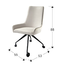 Silla con ruedas Diane blanco con pespunte gris - medidas