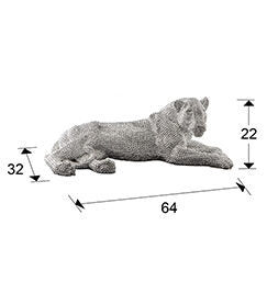 Figura decorativa Leona pequeña plata - medidas