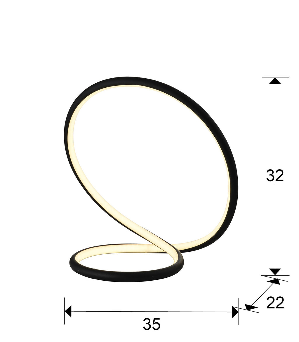 Lámpara de mesa Infinito LED negro - medidas