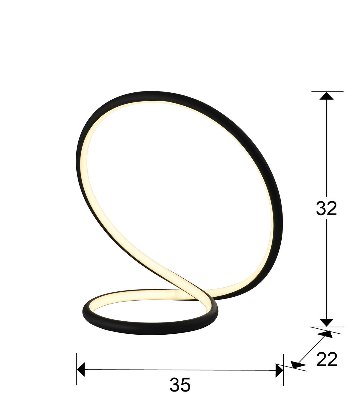 Lámpara de mesa Infinito LED negro - medidas