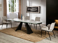 Mesa de comedor extensible Alai 160-240 negro y blanco veteado