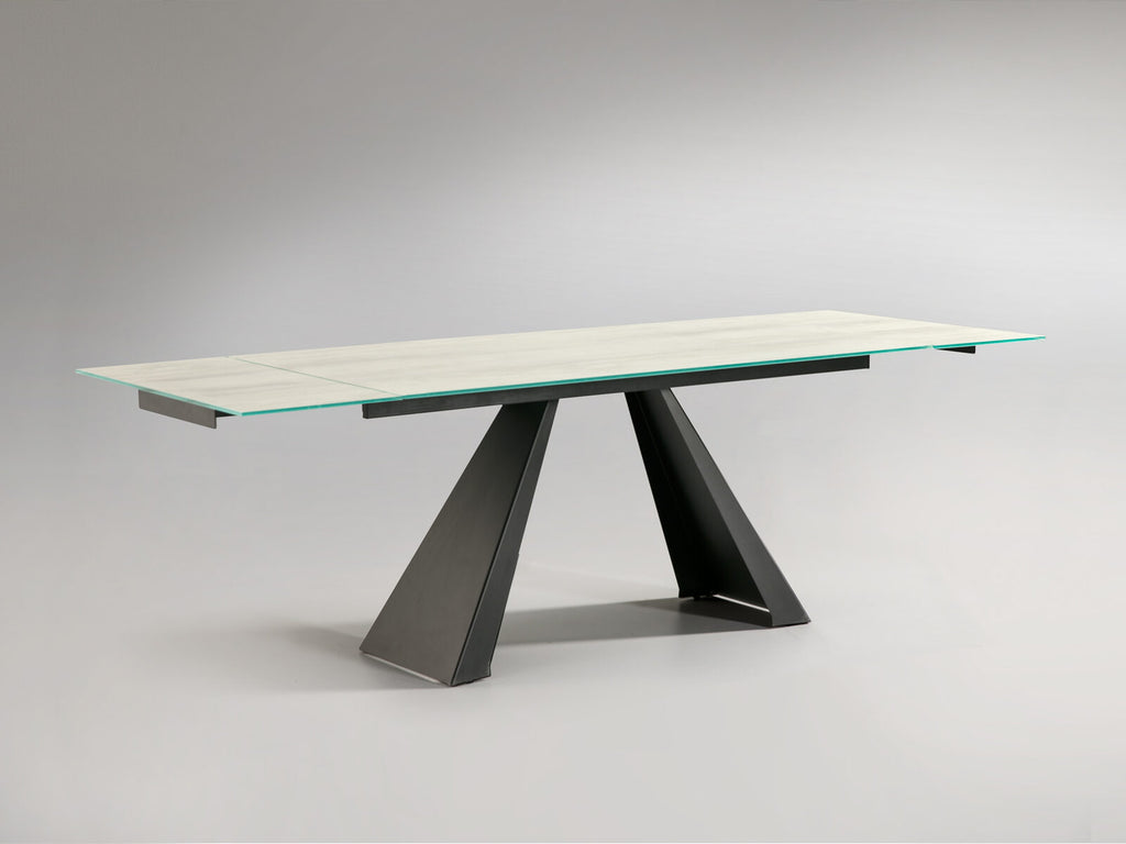 Mesa de comedor extensible Alai 160-240 negro y blanco veteado