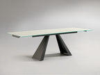 Mesa de comedor extensible Alai 160-240 negro y blanco veteado