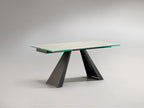 Mesa de comedor extensible Alai 160-240 negro y blanco veteado
