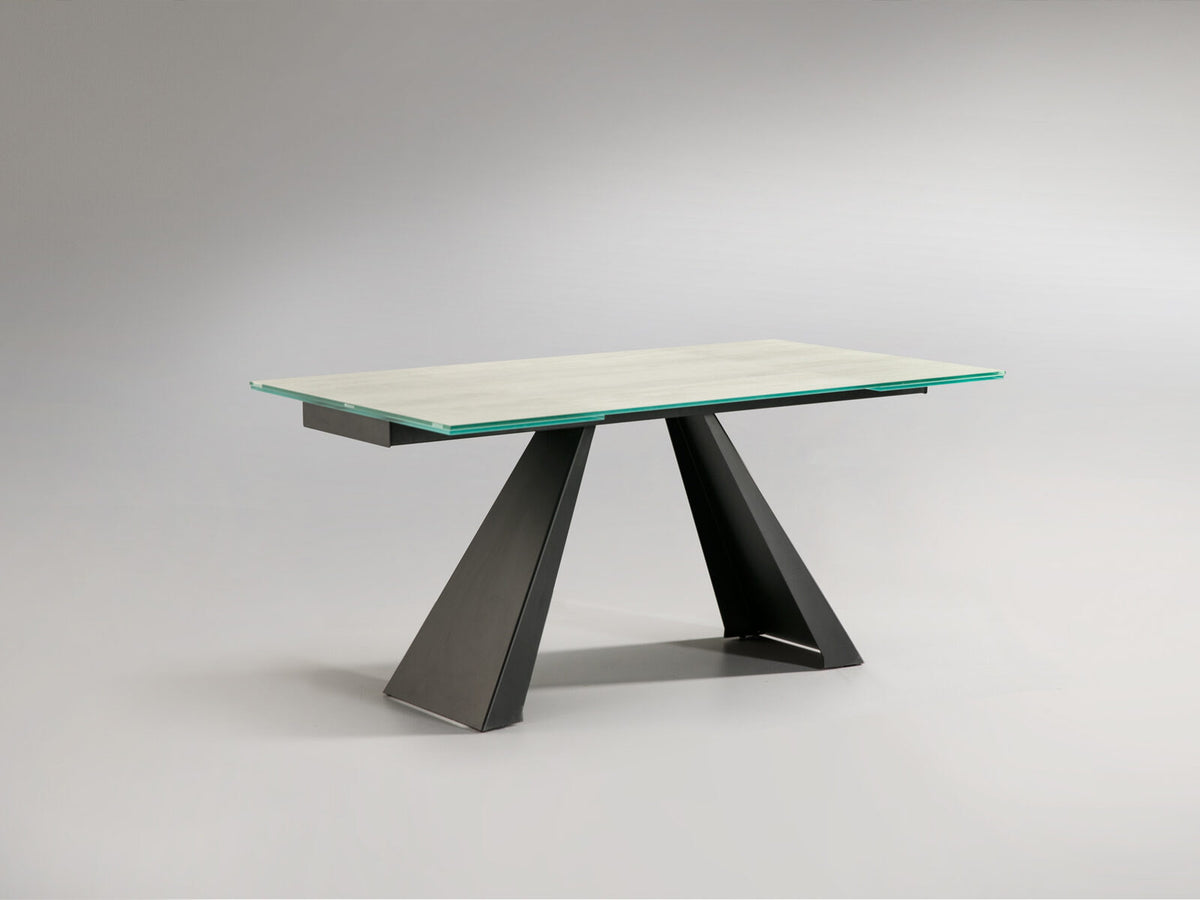 Mesa de comedor extensible Alai 160-240 negro y blanco veteado