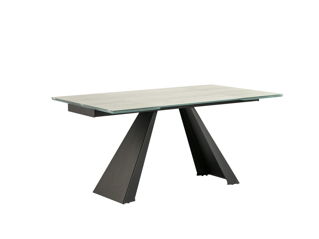 Mesa de comedor extensible Alai 160-240 negro y blanco veteado