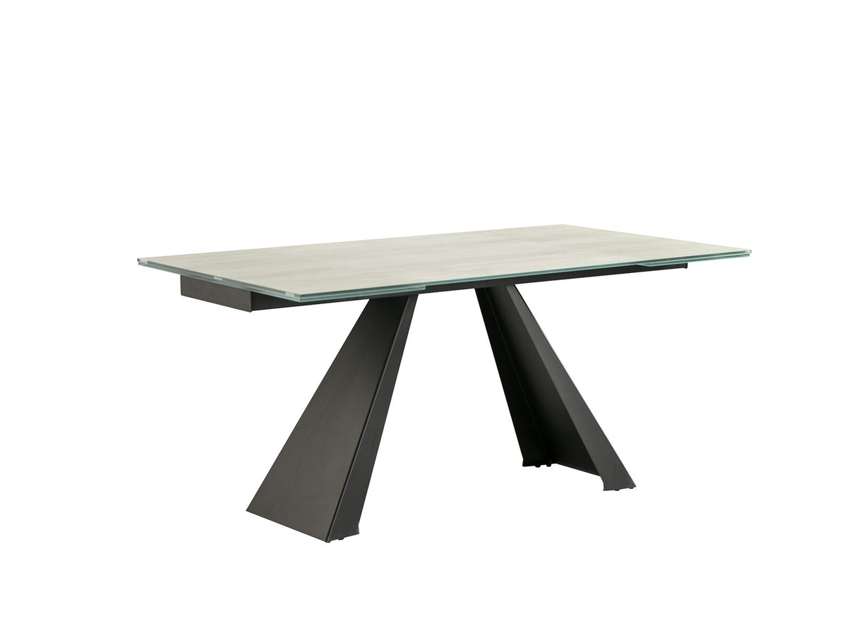 Mesa de comedor extensible Alai 160-240 negro y blanco veteado