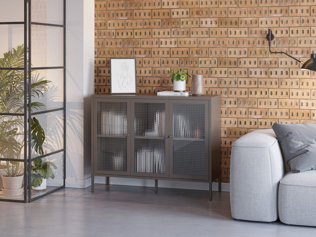 Aparador Layna 120 cm Puerta Cristal - Moca