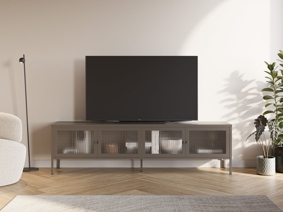 Mueble TV Layna 160 cm 4 Puertas Cristal - Moca