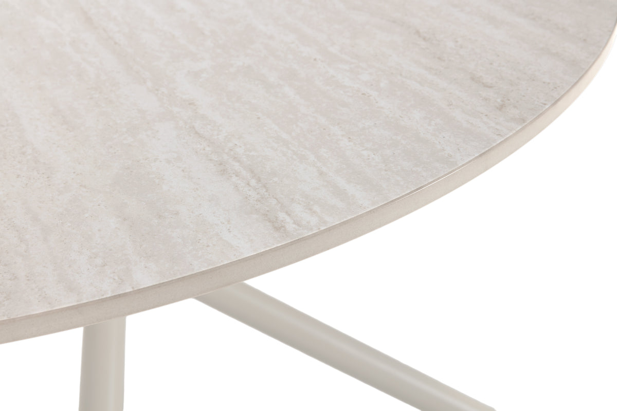Mesa de Centro Talia 80 cm - Travertino / Pie Crema
