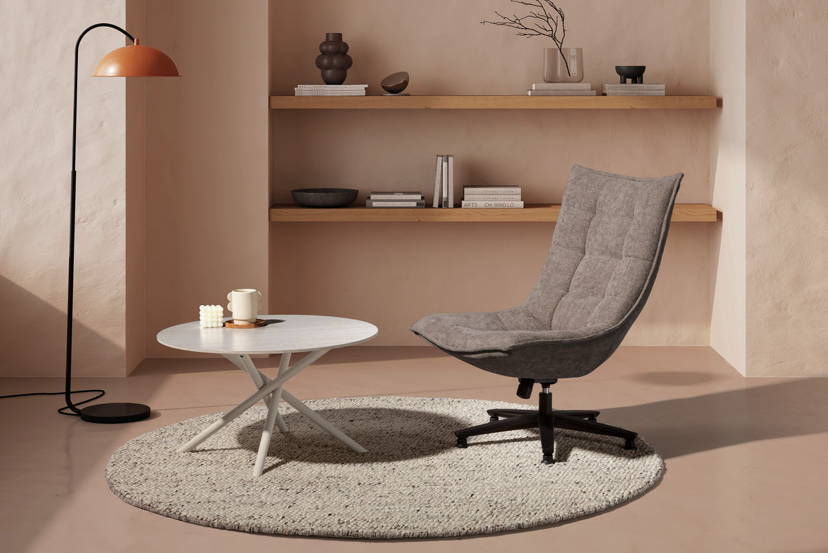 Mesa de Centro Talia 80 cm - Travertino / Pie Crema