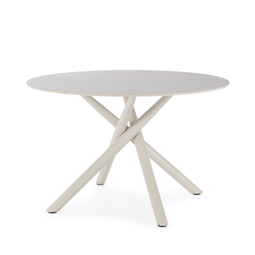 Mesa de Comedor Talia 120 cm - Travertino / Pie Crema