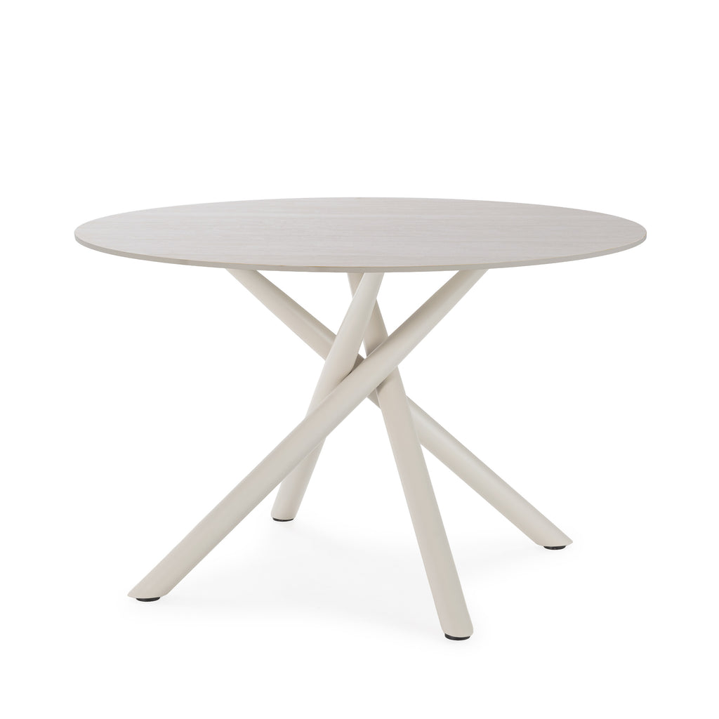 Mesa de Comedor Talia 120 cm - Travertino / Pie Crema