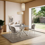 Mesa de Comedor Talia 120 cm - Travertino / Pie Crema