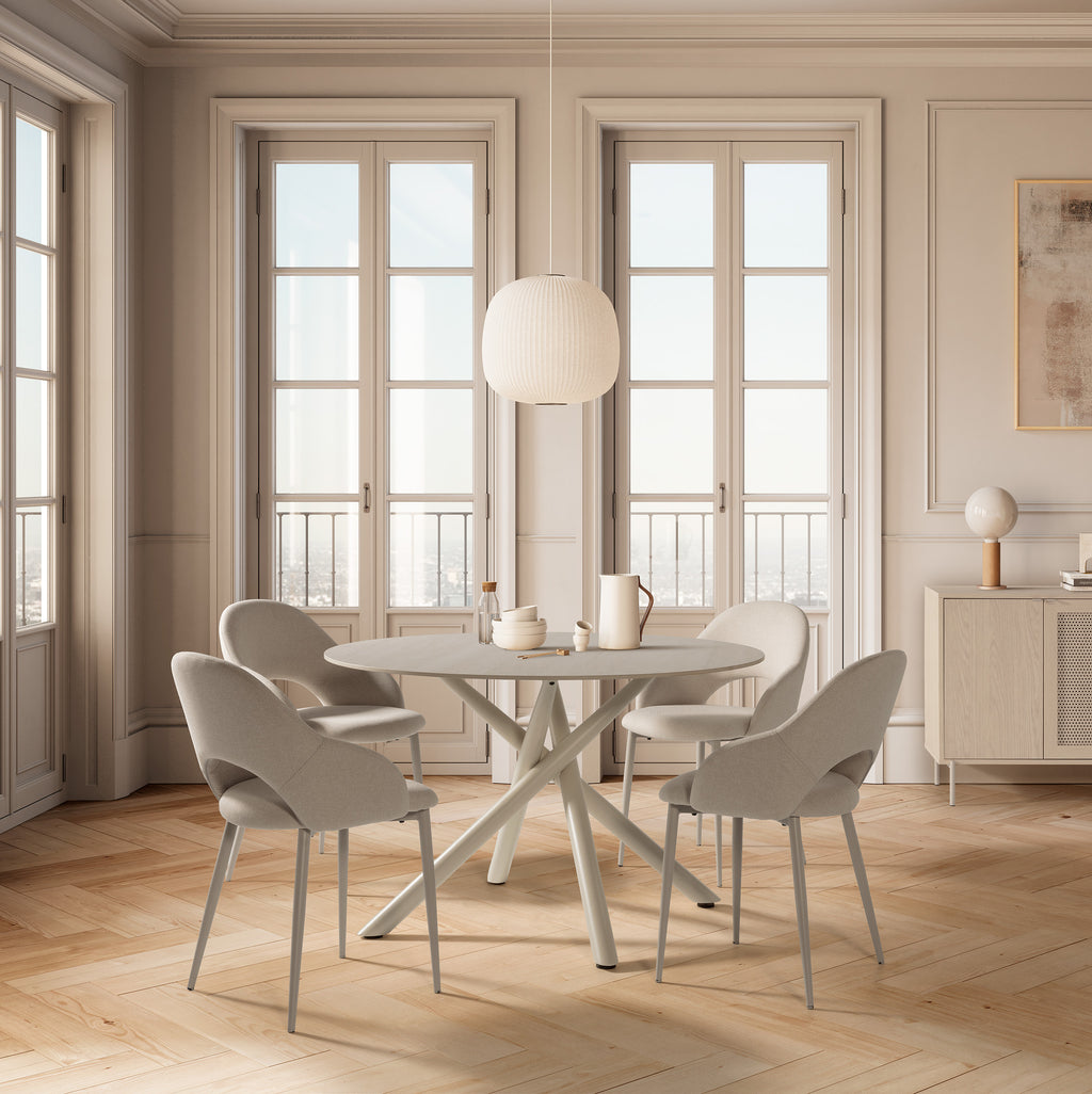 Mesa de Comedor Talia 120 cm - Travertino / Pie Crema