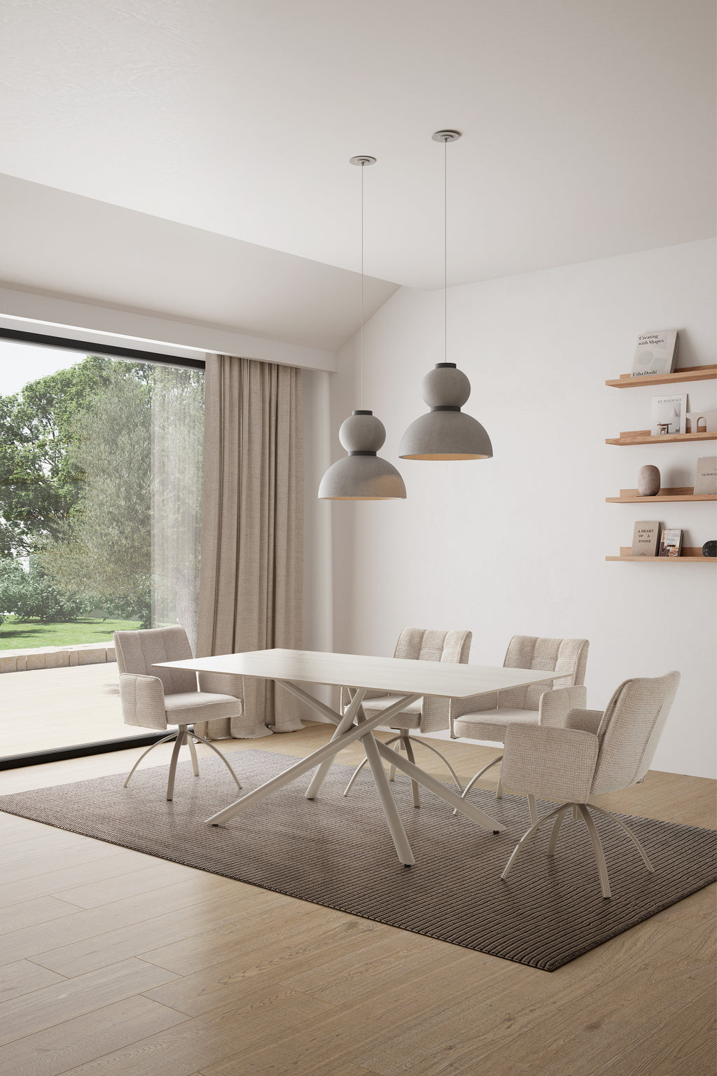 Mesa de Comedor Talia 180 cm - Travertino / Pie Crema