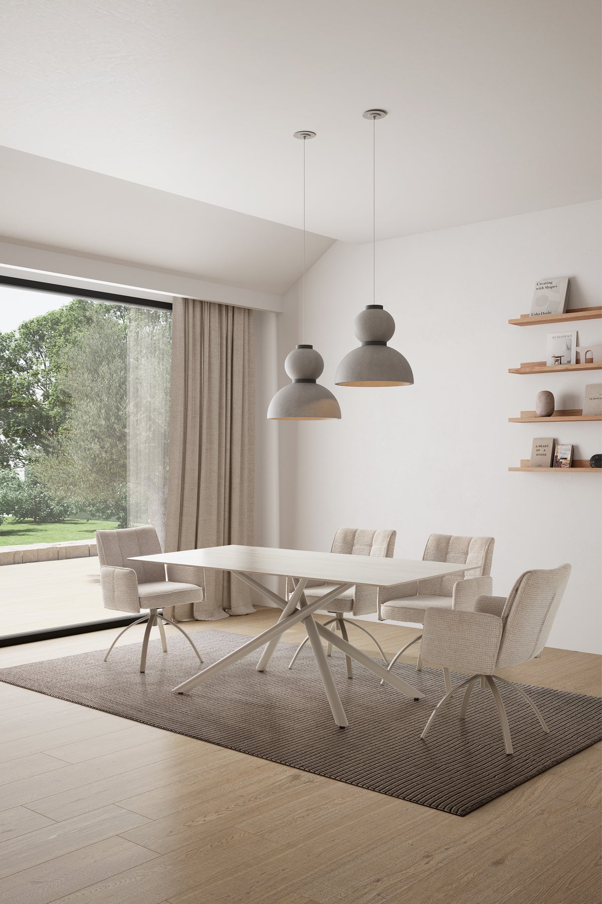 Mesa de Comedor Talia 180 cm - Travertino / Pie Crema