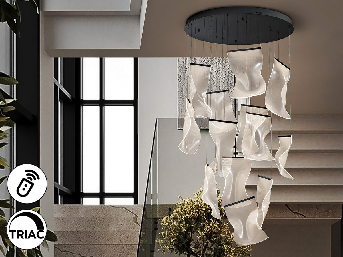 Lámpara de techo Velos 13 luces negro Ø85 dimable
