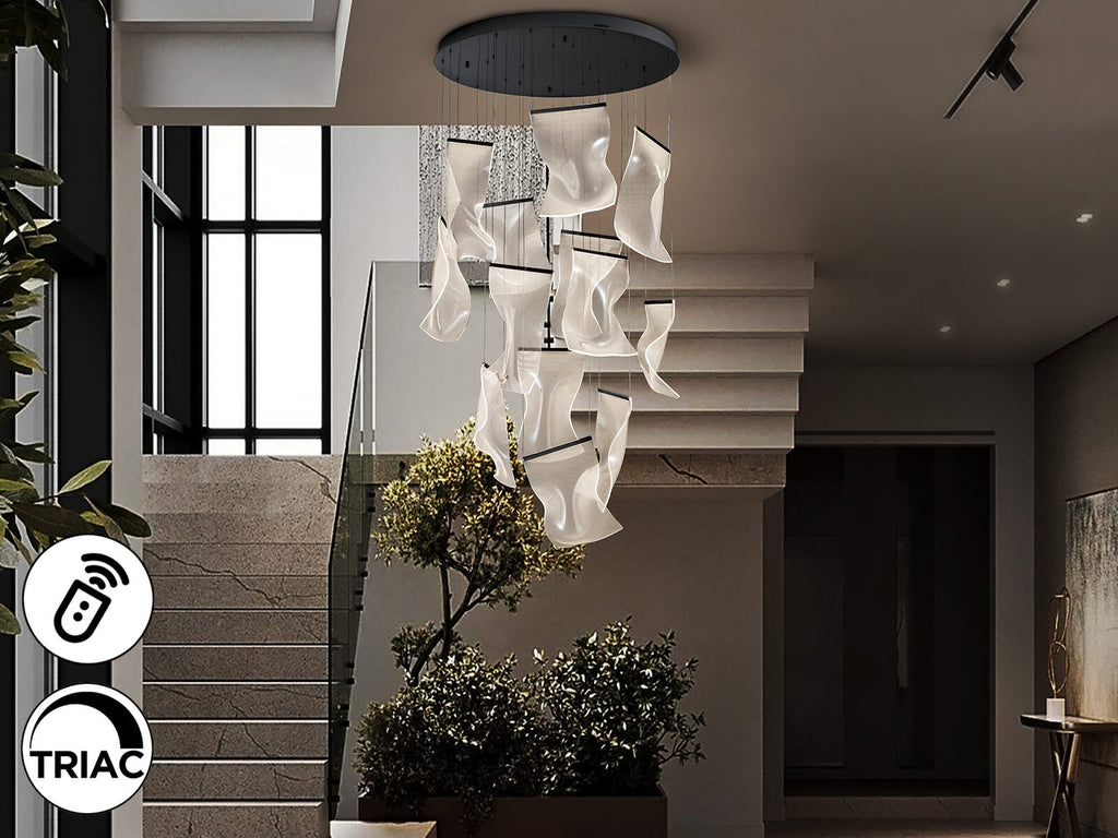 Lámpara de techo Velos 13 luces negro Ø85 dimable