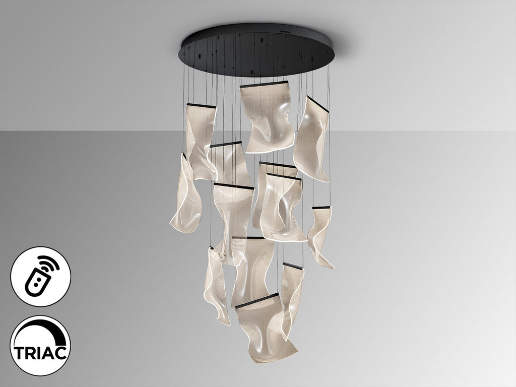 Lámpara de techo Velos 13 luces negro Ø85 dimable