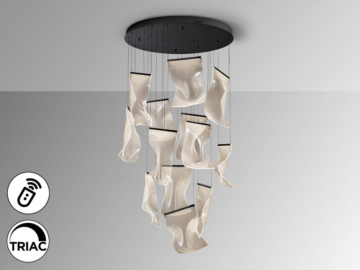 Lámpara de techo Velos 13 luces negro Ø85 dimable
