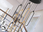 Lámpara de techo grande Colette 14 luces negro y oro rosa
