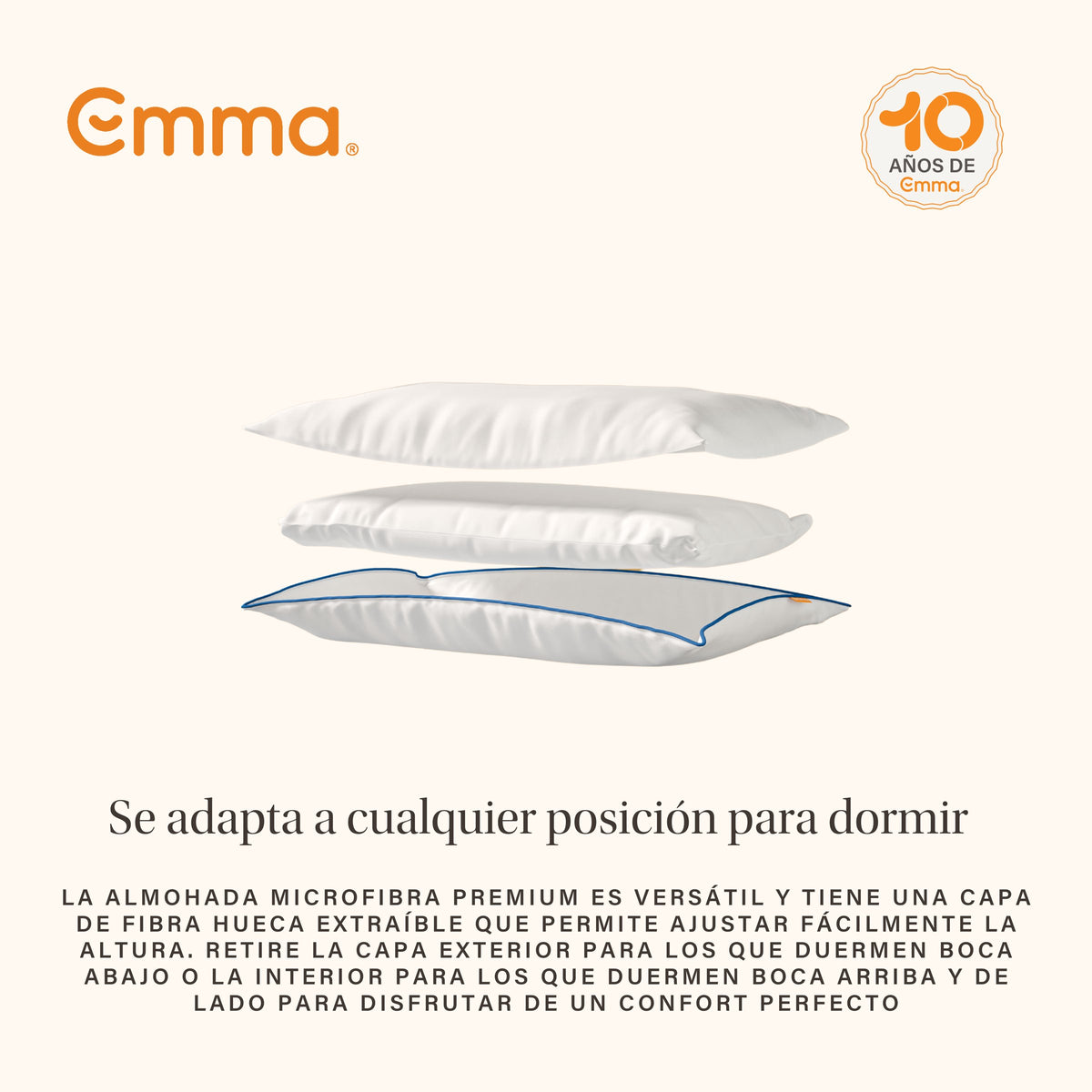 Almohada Emma Original Confort - altura ajustable