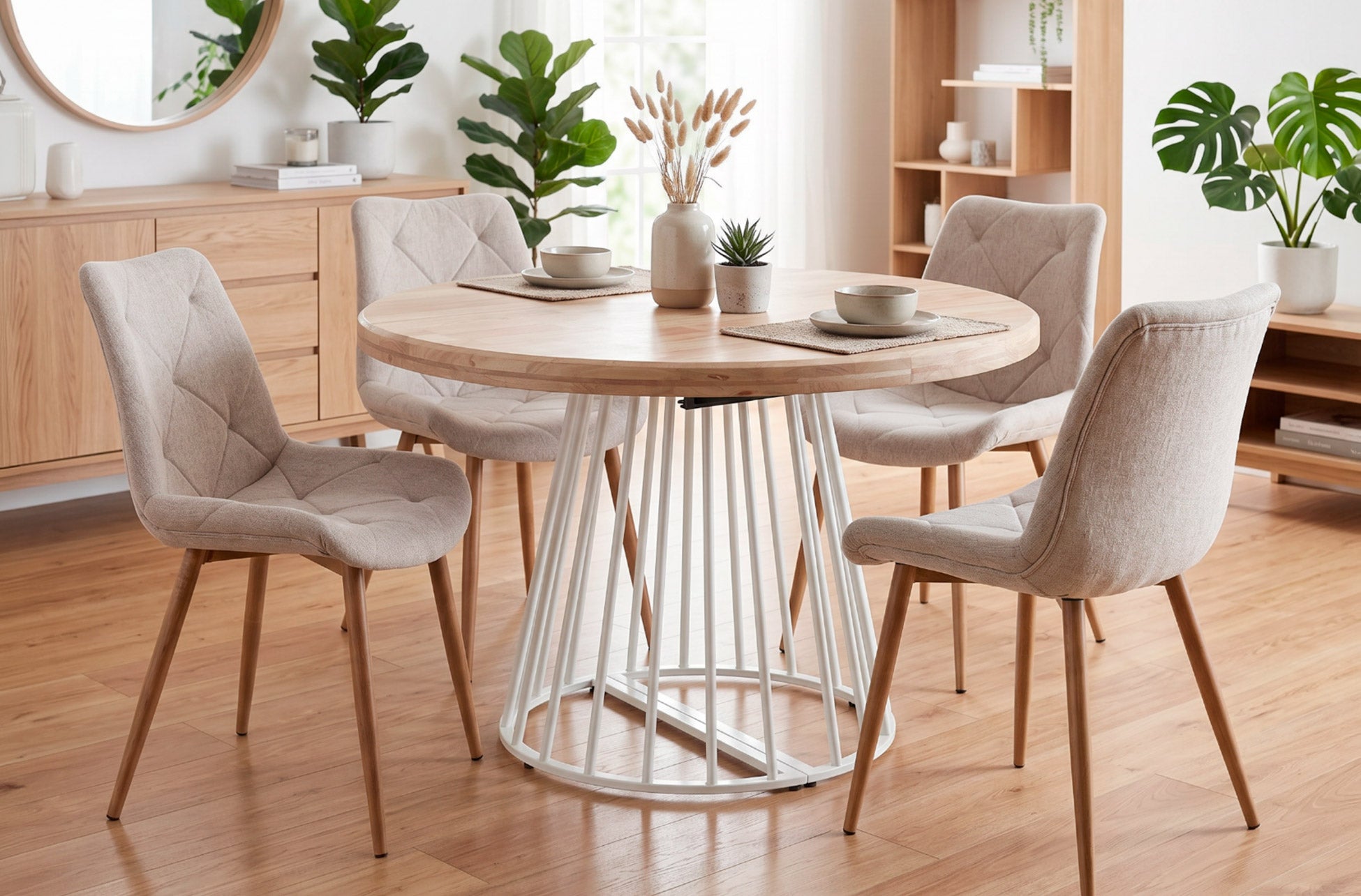 Mesa Comedor Redonda Extensible 120 - 160 - 200 cm Brad Nordish