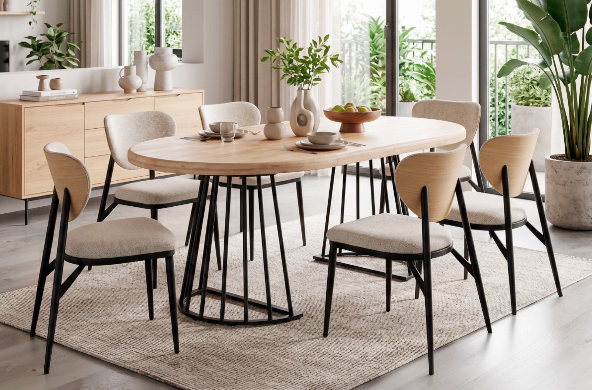 Mesa Comedor Redonda Extensible 120 - 160 - 200 cm Brad Nordish