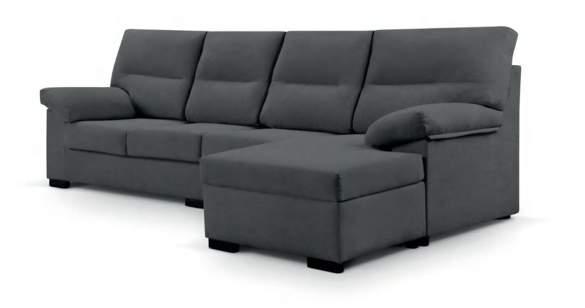 Chaise longue Corella reversible de 265 cm en gris marengo