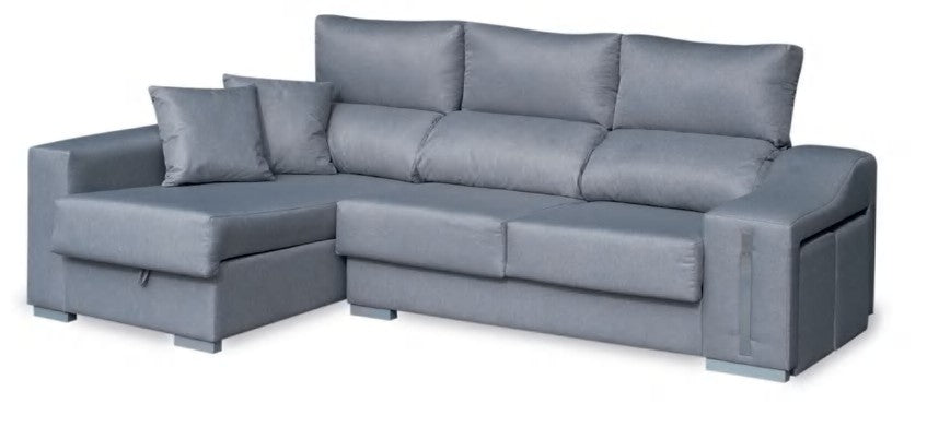 Chaise longue Cascante de 265 cm con arcón y 2 puffs