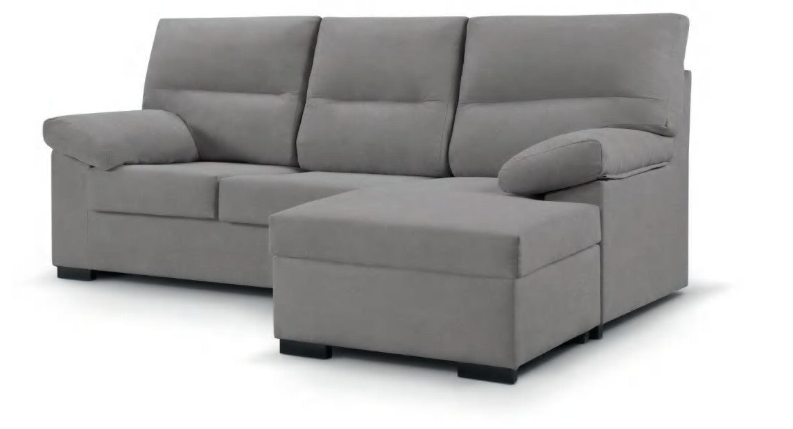 Chaise longue Villafranca reversible de 206 cm en tela perla