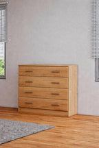 Cómoda Allo de 4 cajones, 95 cm - Roble