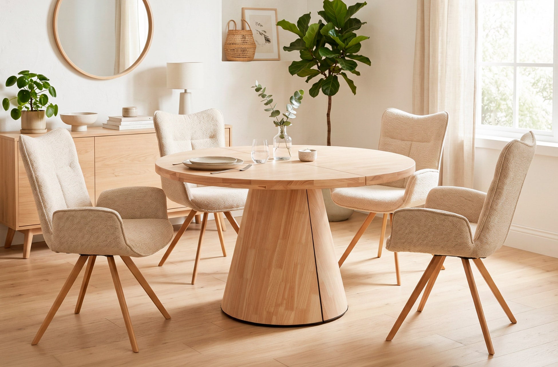 Mesa Comedor Redonda Extensible Damiano 120 - 160 - 200x120 cm Oak