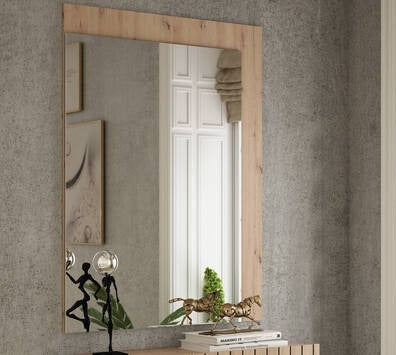Espejo de recibidor Abárzuza 80 × 110 cm en roble o blanco - Roble Amazonia
