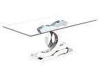 Mesa de centro Cáseda de cristal y acero inoxidable brillo