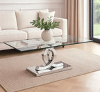 Mesa de centro Cáseda de cristal y acero inoxidable brillo