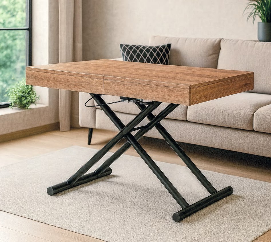 Mesa de centro elevable y extensible Gallipienzo, convertible en comedor