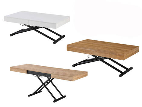 Mesa de centro elevable y extensible Gallipienzo, convertible en comedor