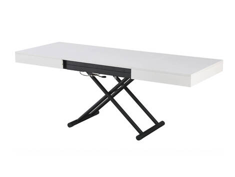 Mesa de centro elevable y extensible Gallipienzo, convertible en comedor - Blanco Poro