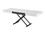 Mesa de centro elevable y extensible Gallipienzo, convertible en comedor - Blanco Poro