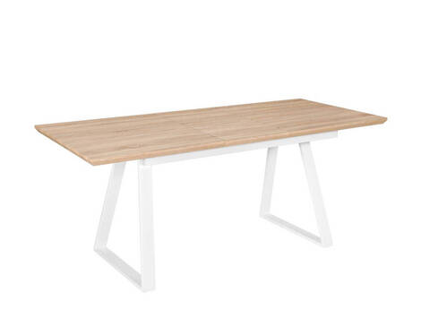 Mesa de comedor extensible Novillas efecto roble y patas blancas