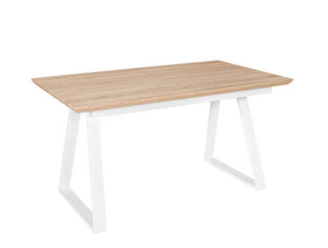 Mesa de comedor extensible Novillas efecto roble y patas blancas