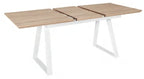 Mesa de comedor extensible Novillas efecto roble y patas blancas