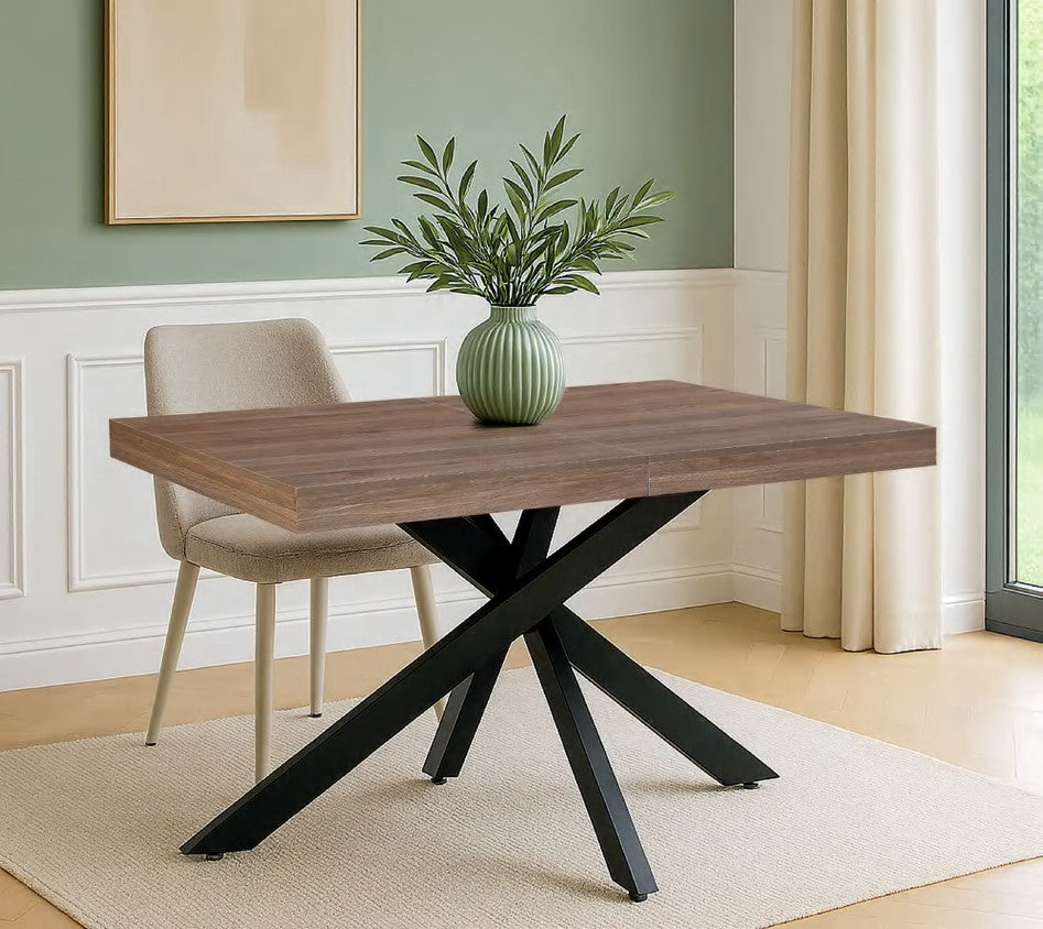 Mesa de comedor extensible Mélida 145/225 cm efecto madera - Nogal