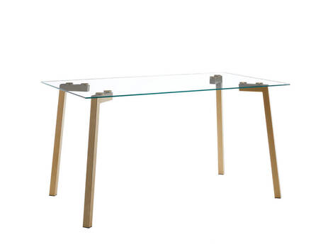 Mesa de comedor Lodosa de cristal 8 mm con patas doradas