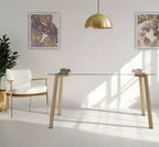 Mesa de comedor Lodosa de cristal 8 mm con patas doradas